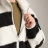 Giacca bomber in finta pelle di montone a righe