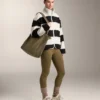 Giacca bomber in finta pelle di montone a righe