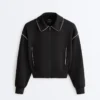 Giacca con bordino effetto neoprene