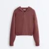 Giacca con cappuccio in maglia a costine