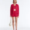 Giacca con cappuccio in maglia a trecce lavata