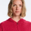 Giacca con cappuccio in maglia a trecce lavata