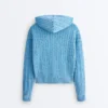 Giacca con cappuccio in maglia a trecce lavata