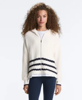 Giacca con cappuccio in maglia ondulata