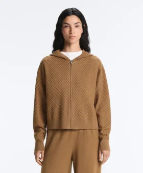 Giacca con cappuccio in maglia strutturata