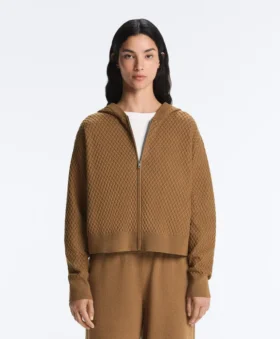 Giacca con cappuccio in maglia strutturata
