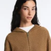 Giacca con cappuccio in maglia strutturata