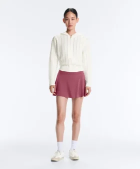 Giacca con cappuccio in maglia traforata
