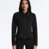Giacca con peplo effetto neoprene e bordi a costine