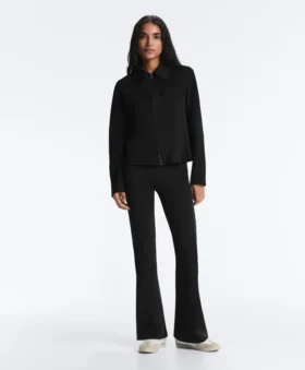 Giacca con peplo effetto neoprene e bordi a costine