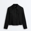 Giacca con peplo effetto neoprene e bordi a costine