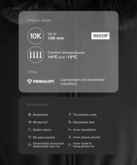 Giacca da sci Primaloft® super slim fit idrorepellente Giacca da sci Primaloft® super slim fit idrorepellente