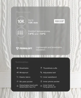 Giacca da sci Primaloft® super slim fit idrorepellente