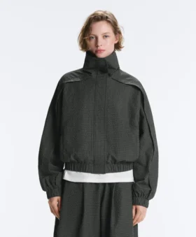 Giacca da training in nylon a quadri idrorepellente