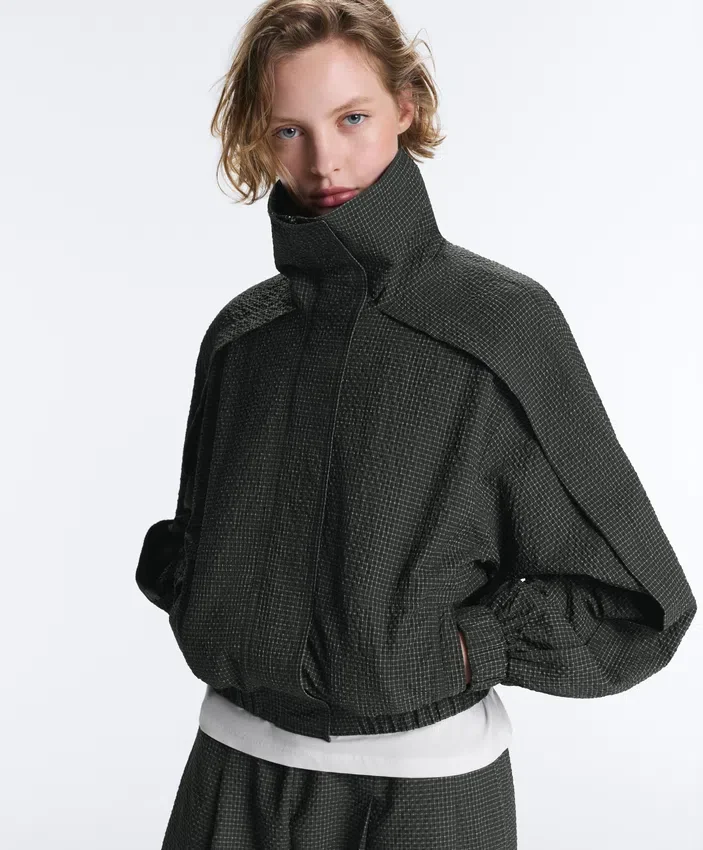 Giacca da training in nylon a quadri idrorepellente Giacca da training in nylon a quadri idrorepellente