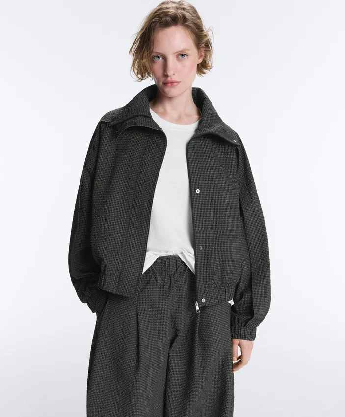 Giacca da training in nylon a quadri idrorepellente Giacca da training in nylon a quadri idrorepellente