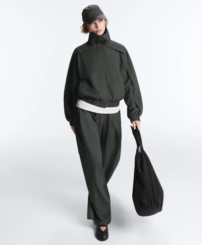 Giacca da training in nylon a quadri idrorepellente Giacca da training in nylon a quadri idrorepellente