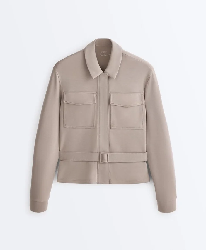 Giacca dritta con cintura e modal Soft Touch Giacca dritta con cintura e modal Soft Touch