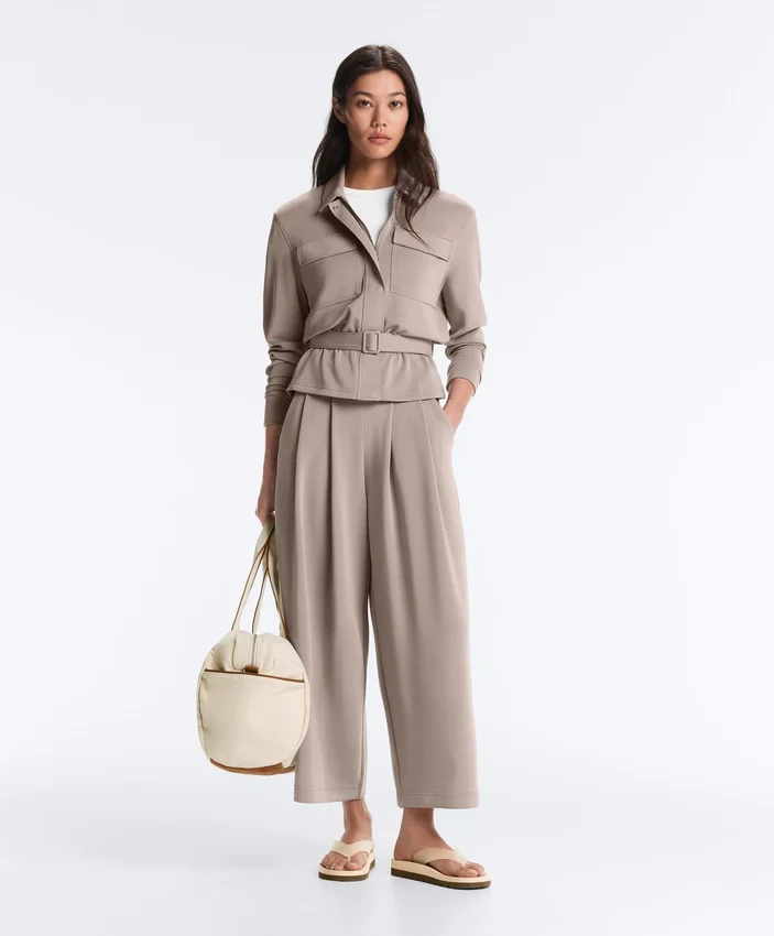 Giacca dritta con cintura e modal Soft Touch Giacca dritta con cintura e modal Soft Touch