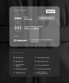 Giacca imbottita impermeabile da sci Primaloft®