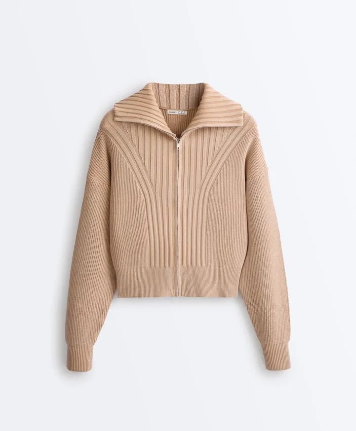 Giacca in maglia a costine Giacca in maglia a costine