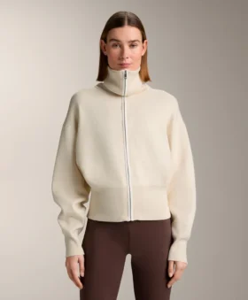 Giacca in maglia con zip a contrasto