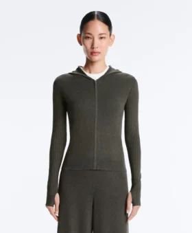 Giacca in maglia slim fit con cappuccio