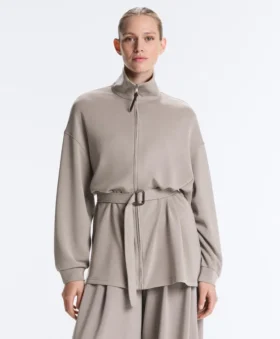 Giacca lunga a corsetto con cintura in modal Soft Touch