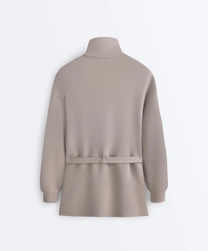 Giacca lunga a corsetto con cintura in modal Soft Touch Giacca lunga a corsetto con cintura in modal Soft Touch