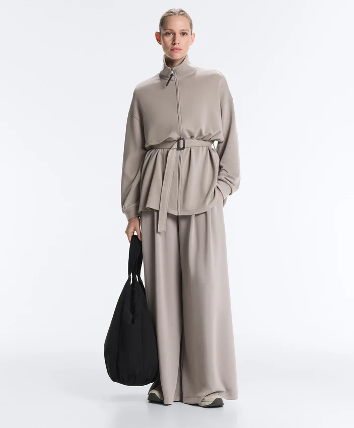 Giacca lunga a corsetto con cintura in modal Soft Touch Giacca lunga a corsetto con cintura in modal Soft Touch