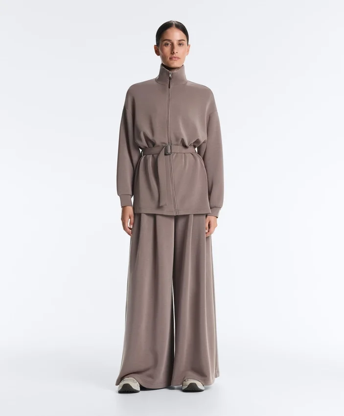 Giacca lunga a corsetto con cintura in modal Soft Touch Giacca lunga a corsetto con cintura in modal Soft Touch