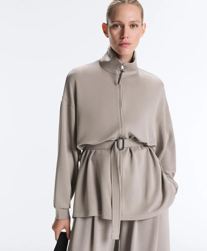 Giacca lunga a corsetto con cintura in modal Soft Touch Giacca lunga a corsetto con cintura in modal Soft Touch