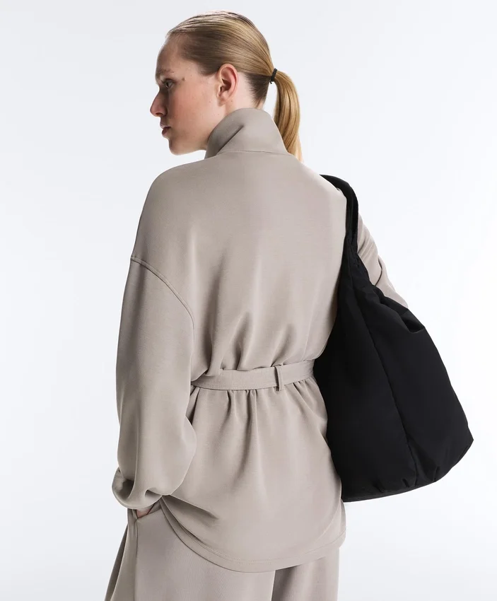 Giacca lunga a corsetto con cintura in modal Soft Touch Giacca lunga a corsetto con cintura in modal Soft Touch