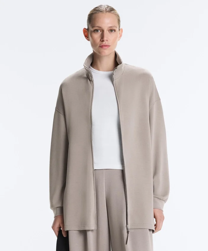 Giacca lunga a corsetto con cintura in modal Soft Touch Giacca lunga a corsetto con cintura in modal Soft Touch