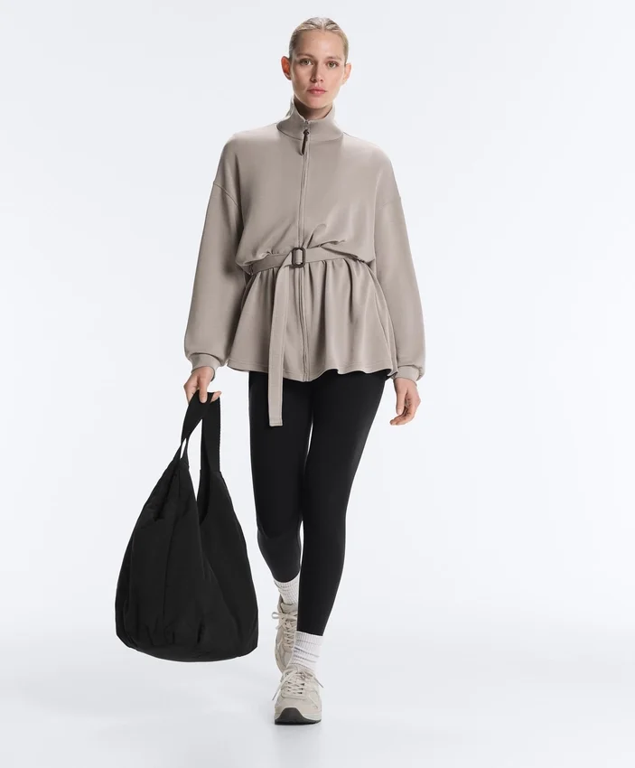 Giacca lunga a corsetto con cintura in modal Soft Touch Giacca lunga a corsetto con cintura in modal Soft Touch