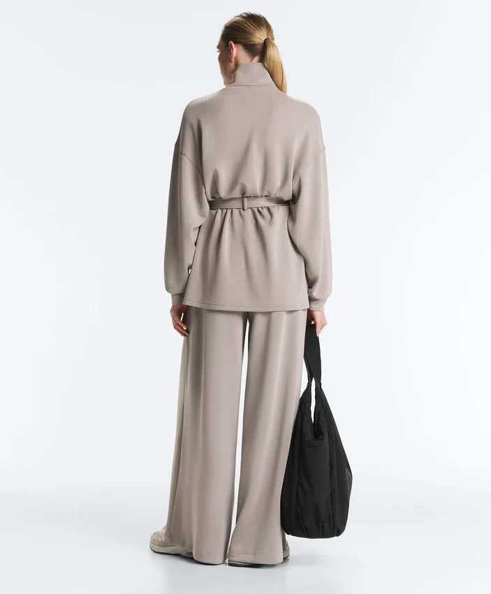 Giacca lunga a corsetto con cintura in modal Soft Touch Giacca lunga a corsetto con cintura in modal Soft Touch