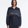 Giacca lunga a righe marinare in modal Soft Touch Giacca lunga a righe marinare in modal Soft Touch