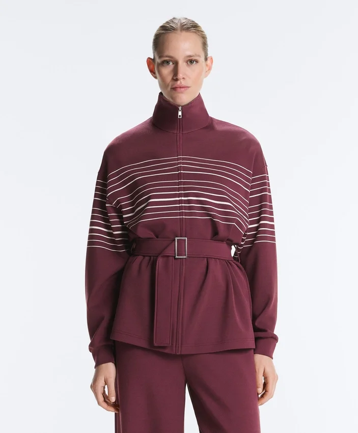 Giacca lunga a righe marinare in modal Soft Touch Giacca lunga a righe marinare in modal Soft Touch