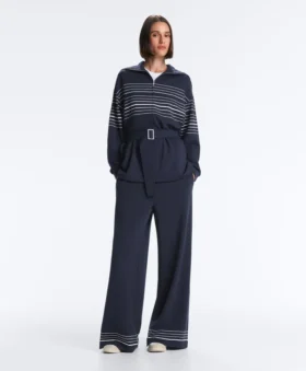 Giacca lunga a righe marinare in modal Soft Touch