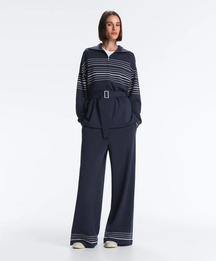 Giacca lunga a righe marinare in modal Soft Touch Giacca lunga a righe marinare in modal Soft Touch
