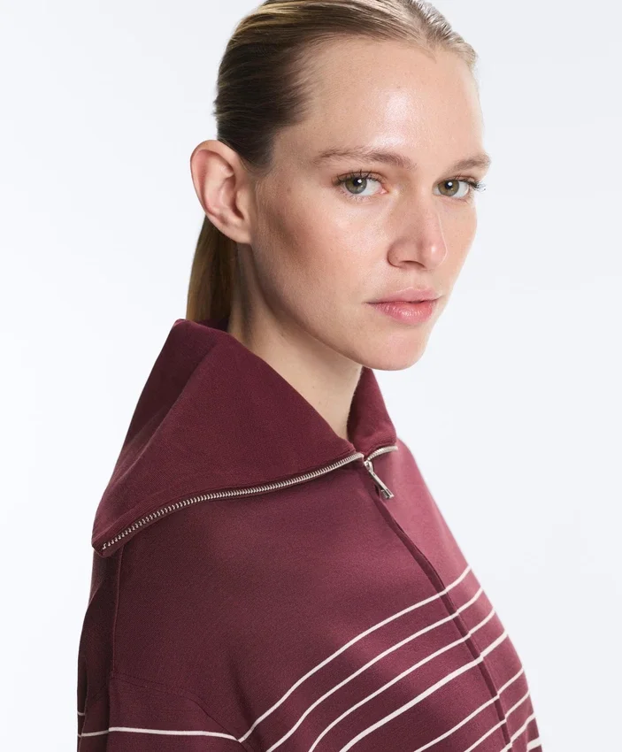 Giacca lunga a righe marinare in modal Soft Touch Giacca lunga a righe marinare in modal Soft Touch
