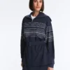 Giacca lunga a righe marinare in modal Soft Touch Giacca lunga a righe marinare in modal Soft Touch