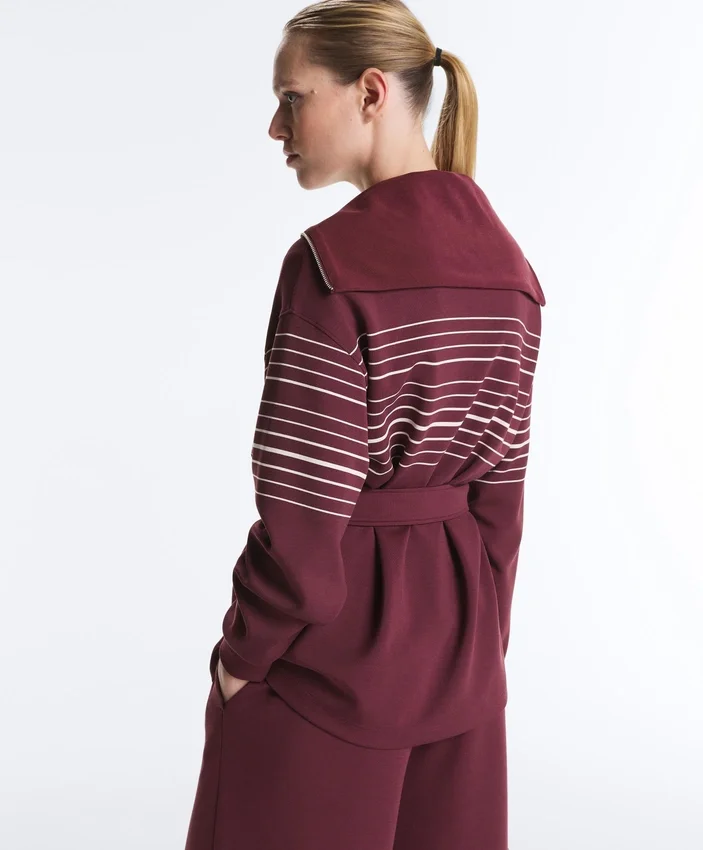 Giacca lunga a righe marinare in modal Soft Touch Giacca lunga a righe marinare in modal Soft Touch