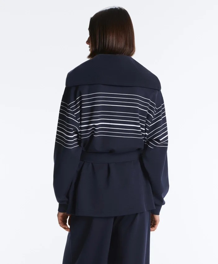Giacca lunga a righe marinare in modal Soft Touch Giacca lunga a righe marinare in modal Soft Touch