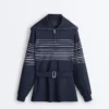 Giacca lunga a righe marinare in modal Soft Touch Giacca lunga a righe marinare in modal Soft Touch