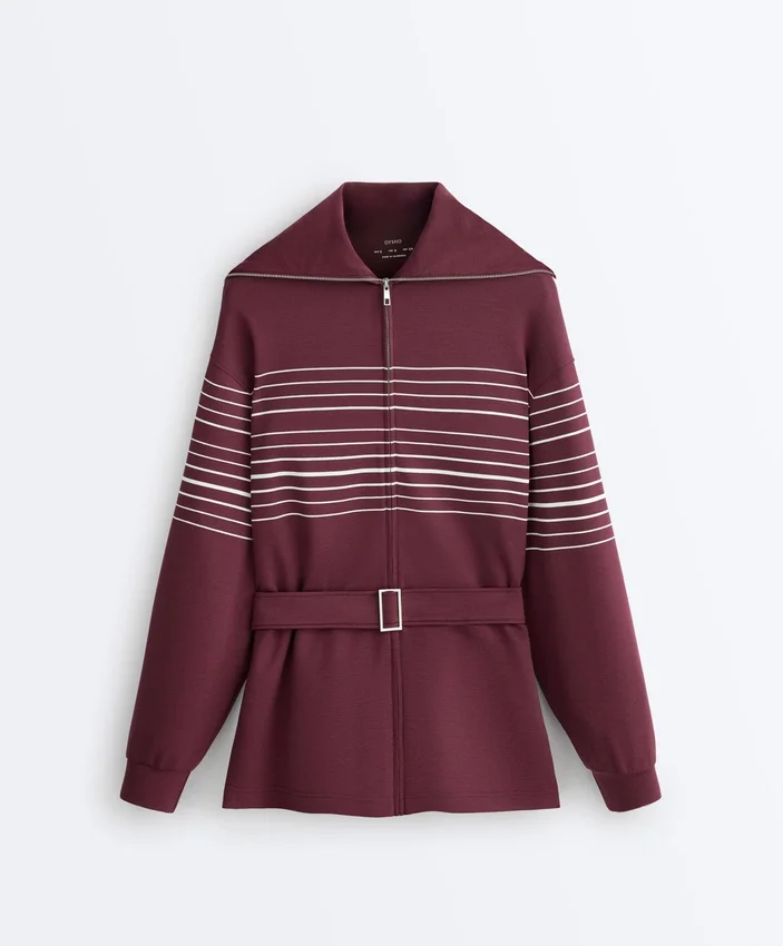 Giacca lunga a righe marinare in modal Soft Touch Giacca lunga a righe marinare in modal Soft Touch