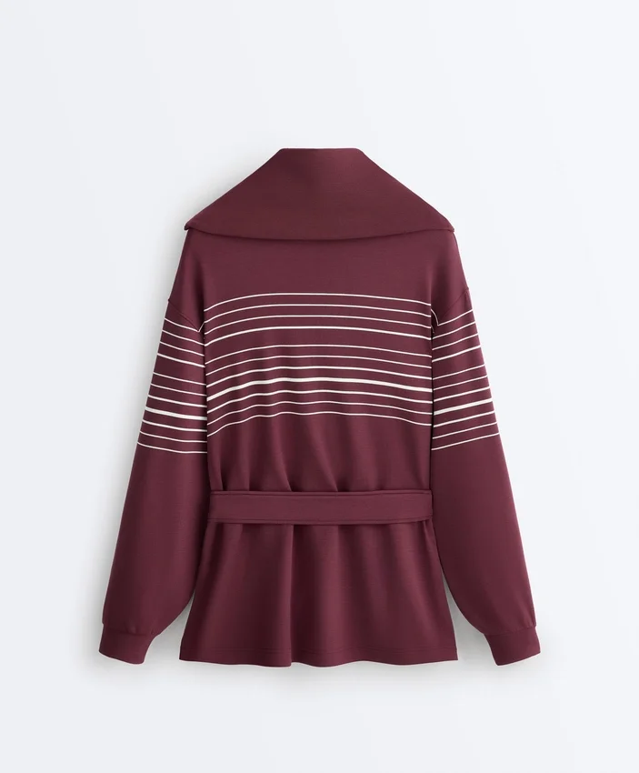 Giacca lunga a righe marinare in modal Soft Touch Giacca lunga a righe marinare in modal Soft Touch