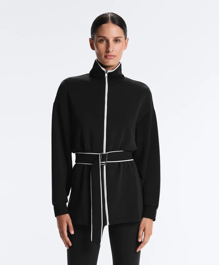 Giacca lunga con bordino in modal Soft Touch Giacca lunga con bordino in modal Soft Touch