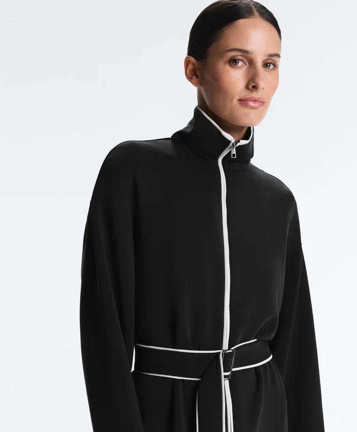 Giacca lunga con bordino in modal Soft Touch Giacca lunga con bordino in modal Soft Touch
