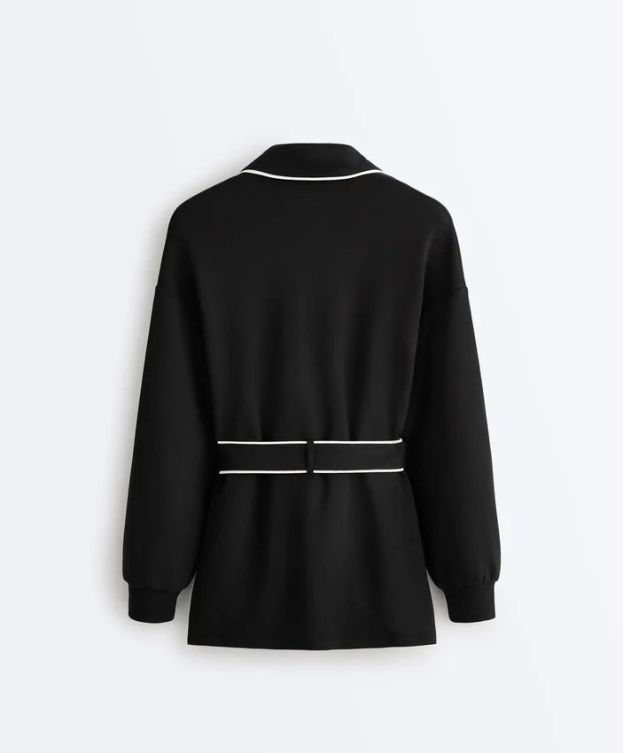 Giacca lunga con bordino in modal Soft Touch Giacca lunga con bordino in modal Soft Touch